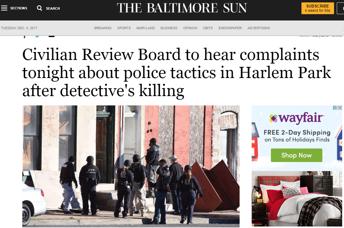 Harlem Park Baltimore Sun Article